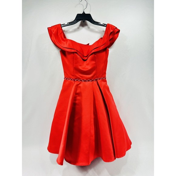 Mori Lee Madeline Gardner Formal Bridesmaid Dress Wedding Pockets‎ Size 2 Red - Picture 1 of 16
